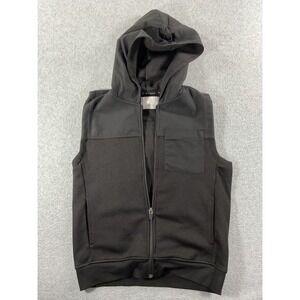 Zara Boys Black Think Big Graphic Sleeveless Zip Up Hoodie Vest Size 8-9 1403